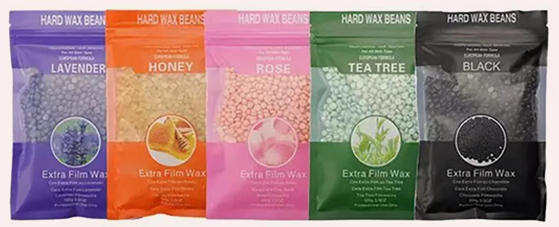 Hard wax beans printed bags in five colours