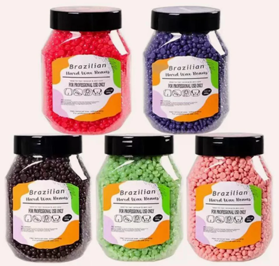 Hard wax beans in 1000 gram bottles, five flavours