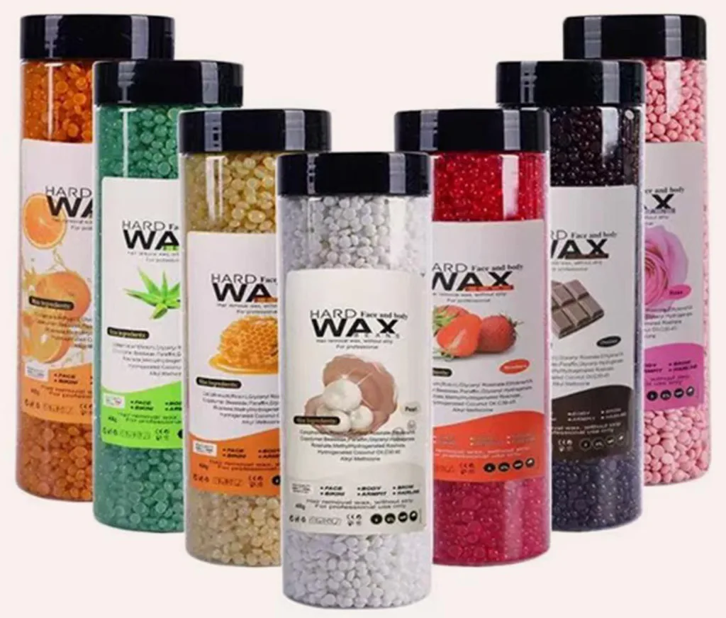 Labelled hard wax bean bottles in nine flavours