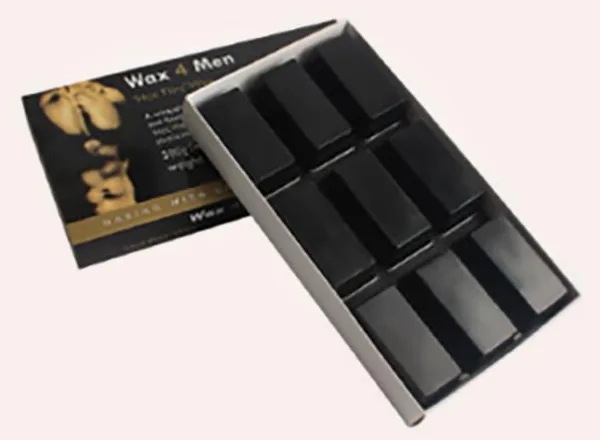 Men's black hard wax block in tray