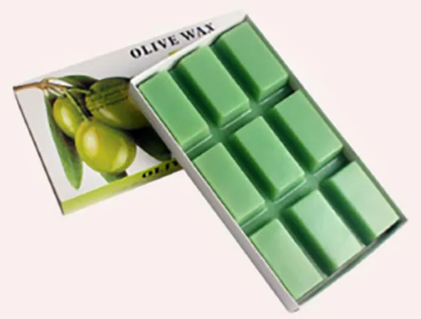 Olive hard wax block in tray