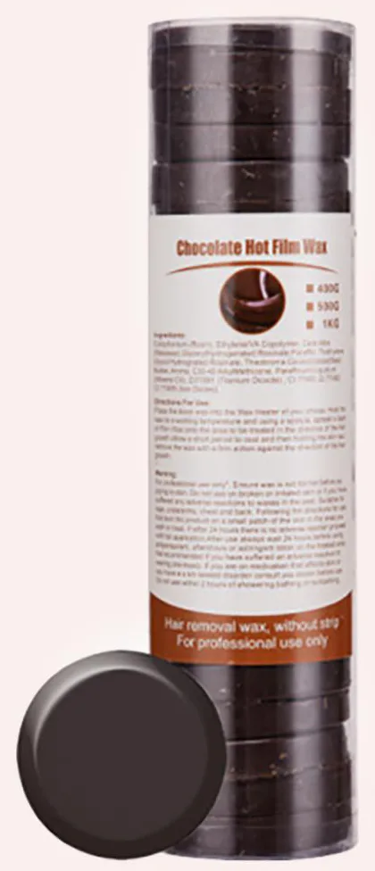 Chocolate hot film wax discs in tube